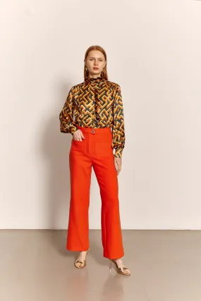 0 Wool Pattie Trouser in Tangerine
