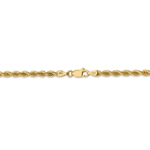 14k Yellow Gold 3.65mm Rope Bracelet Anklet Choker Necklace Pendant Chain