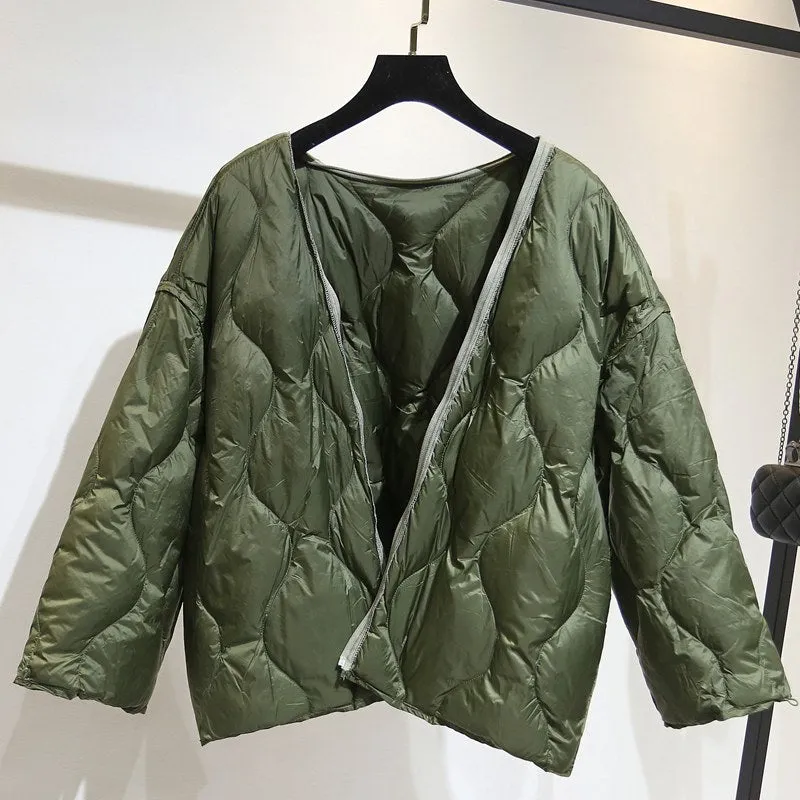 8GIRLS FAUX FUR COLLAR PADDED JACKET IN GREEN