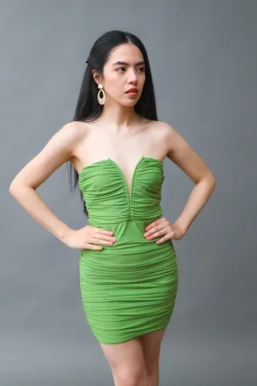 All The Right Moves Green Strapless Bodycon Mini Dress