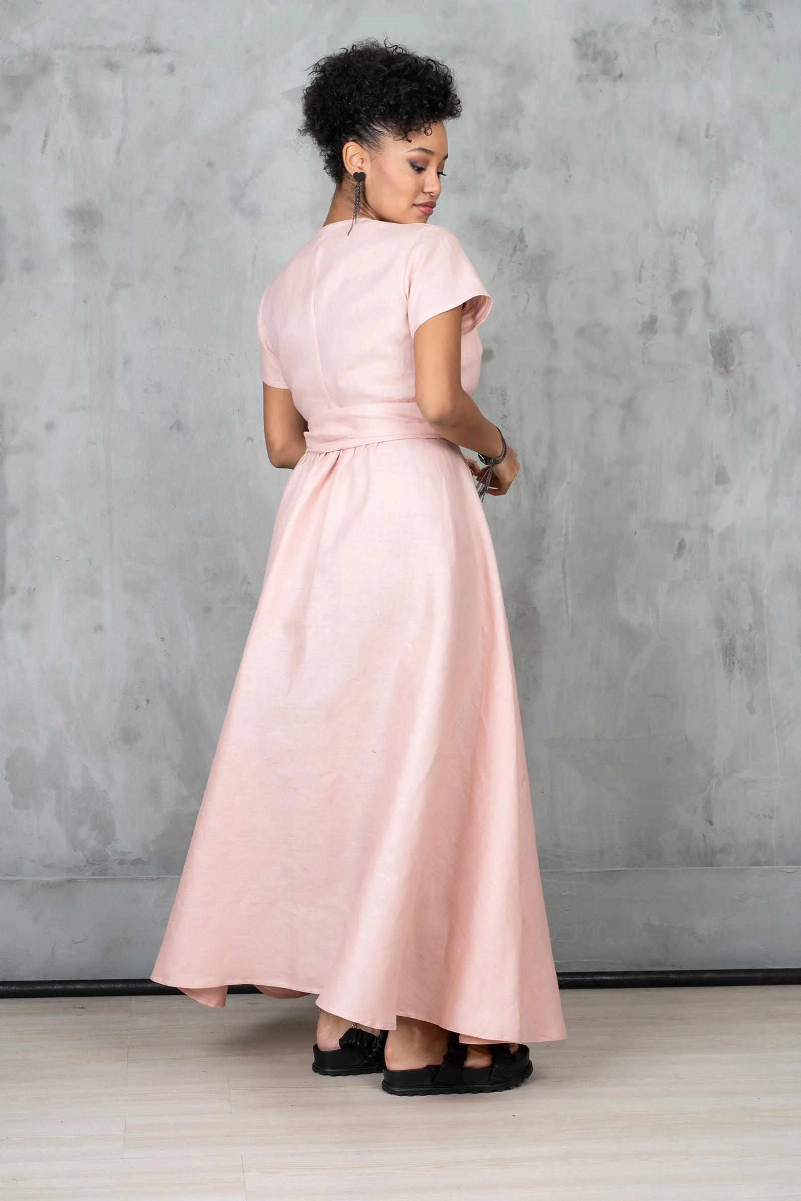 Ash Rose Linen Wrap Dress