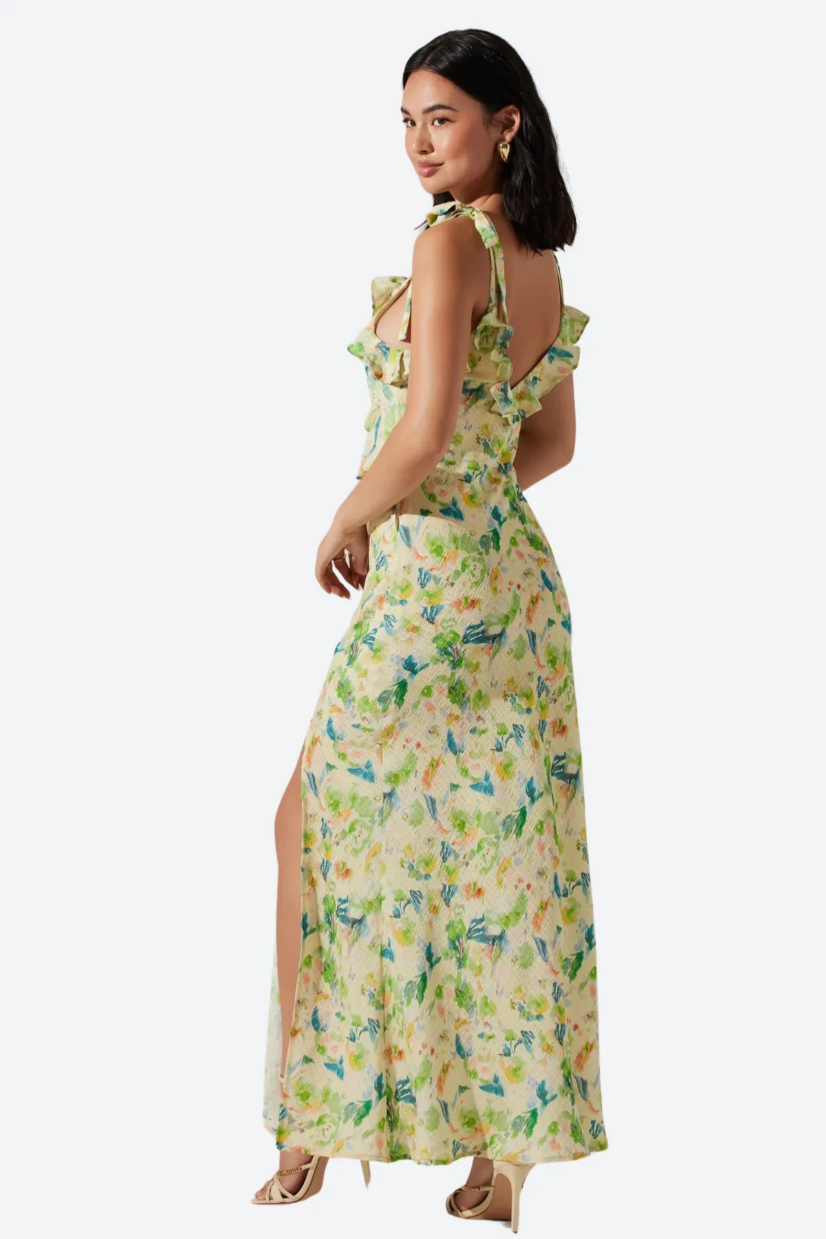 ASTR Sorbae Dress in Yellow Green Floral