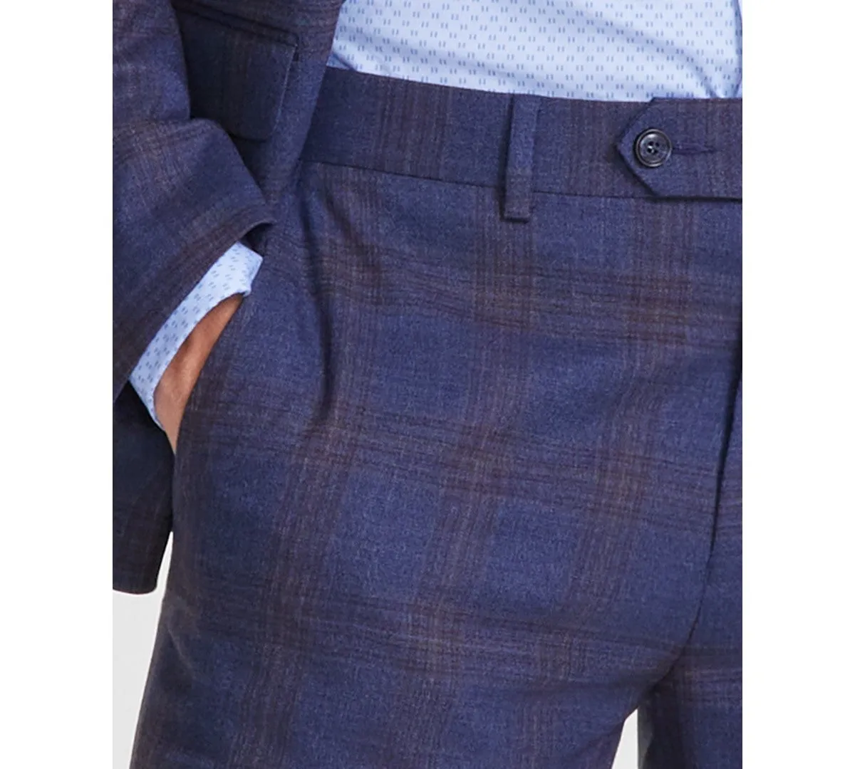 Bar Iii Mens Slim fit Dress Pants 33 / 30 Blue Plaid