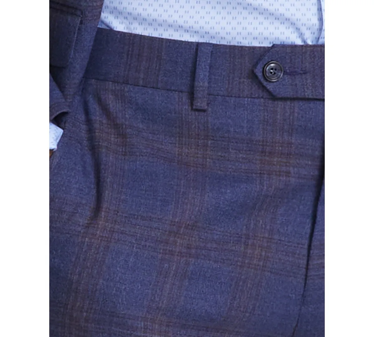 Bar Iii Mens Slim fit Dress Pants 33 / 30 Blue Plaid