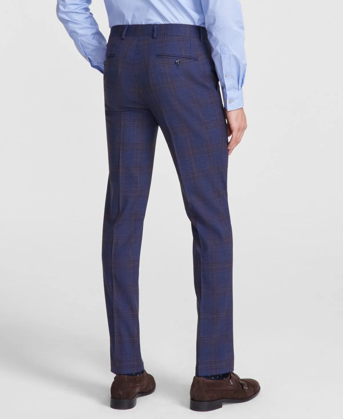 Bar Iii Mens Slim fit Dress Pants 33 / 30 Blue Plaid