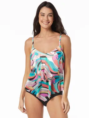 Beach House: Saltwater Swirl Portia Mesh Layer Tankini Top