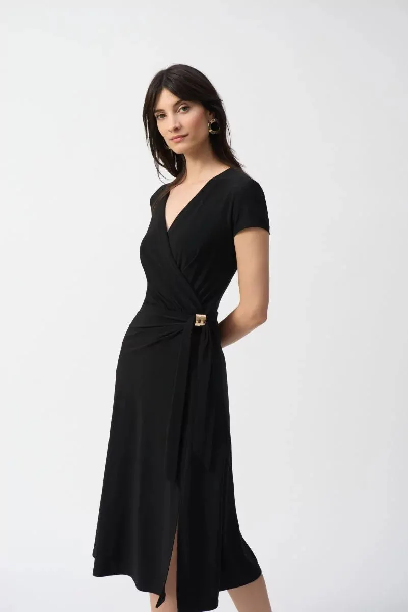 Black Flowy Wrap Dress Style 251250