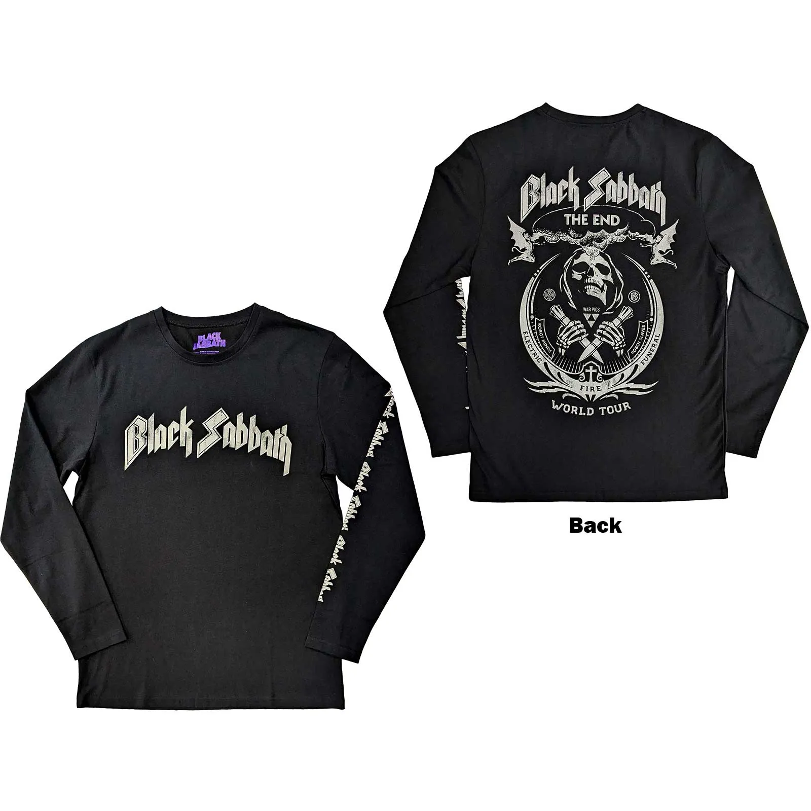 Black Sabbath | Official Band Long Sleeve T-Shirt | The End Mushroom Cloud (Back & Sleeve Print)