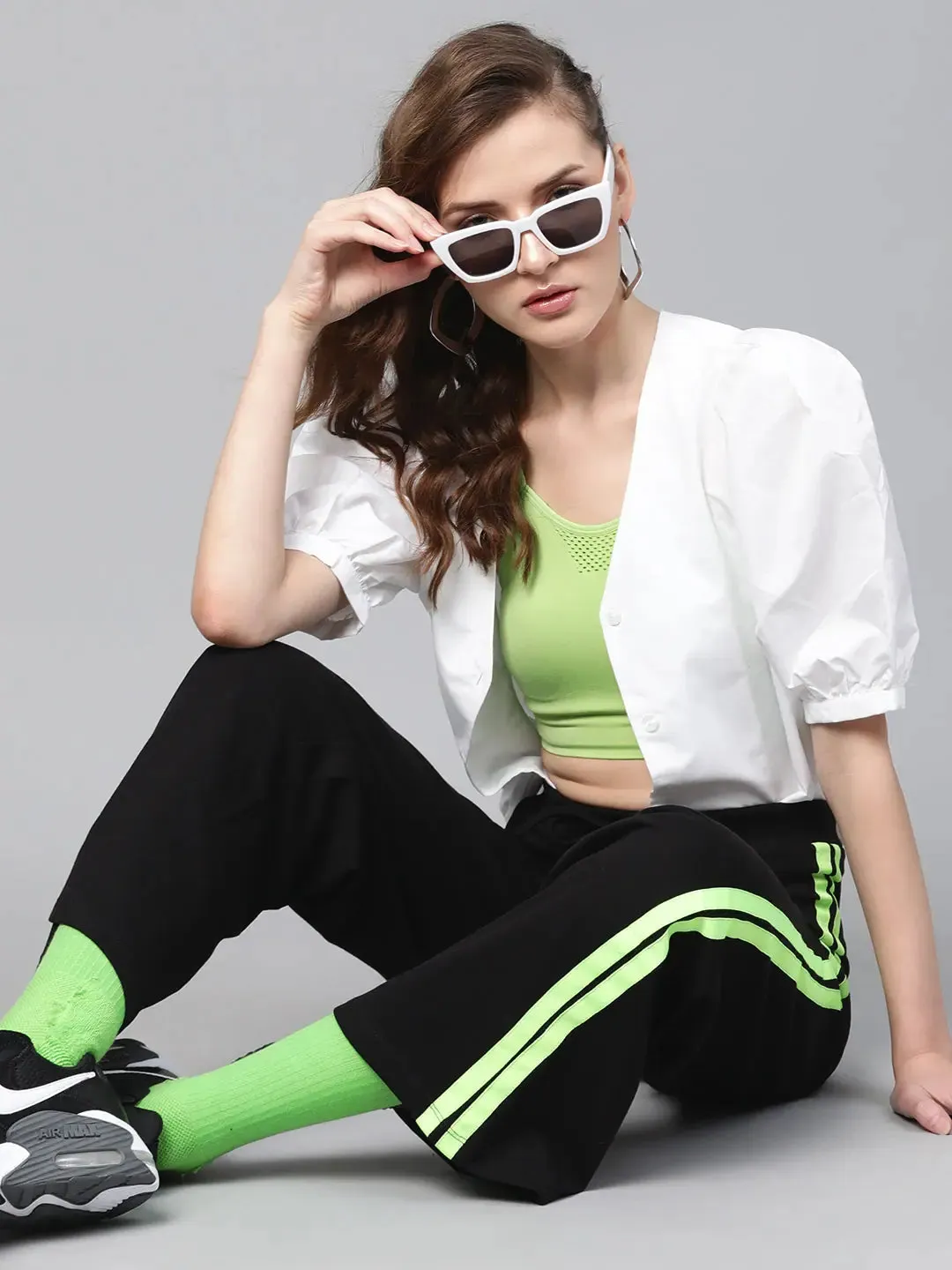 Black Terry Side Tape Drawstring Pants