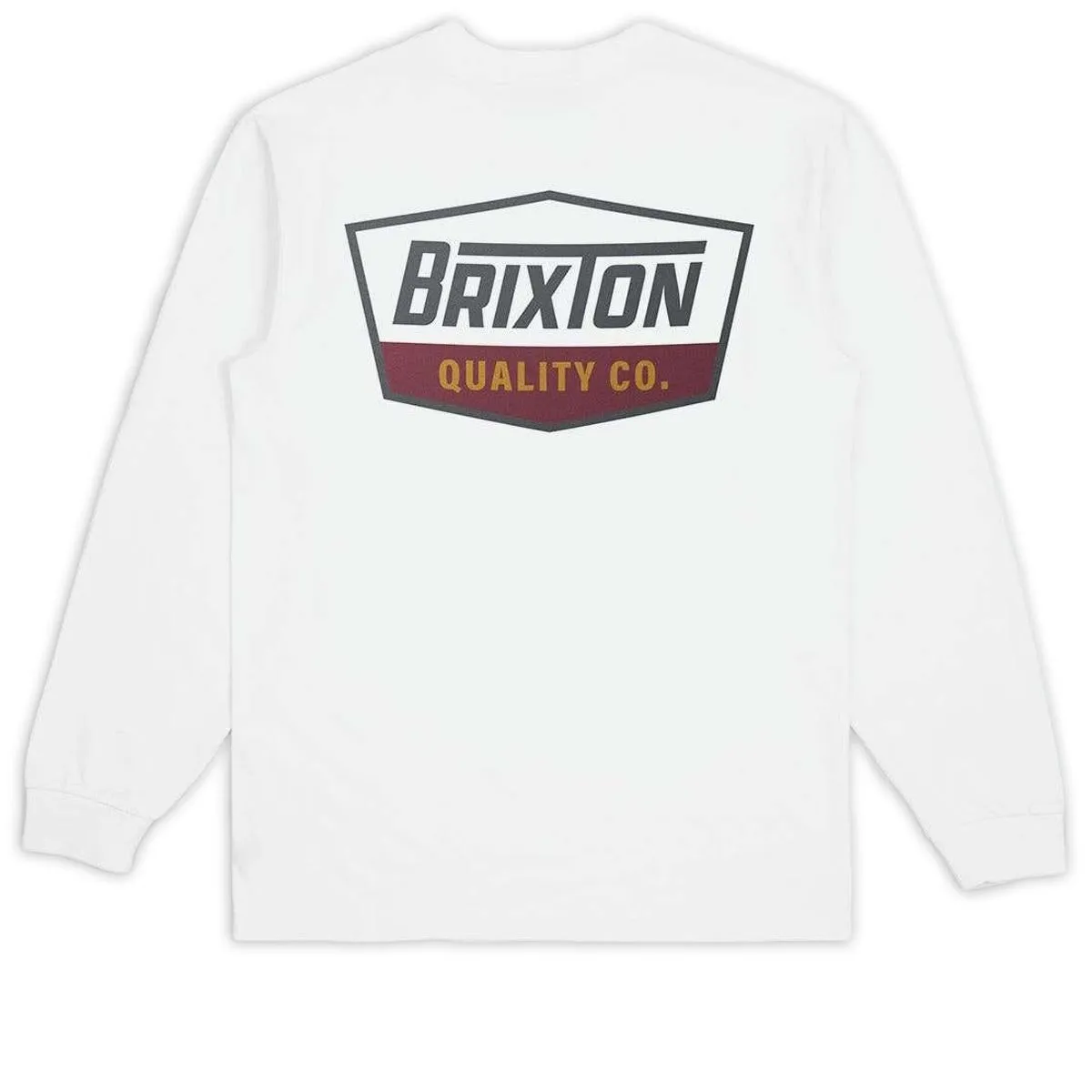 Brixton Regal Long Sleeve T-Shirt - White/Charcoal/Mahogany