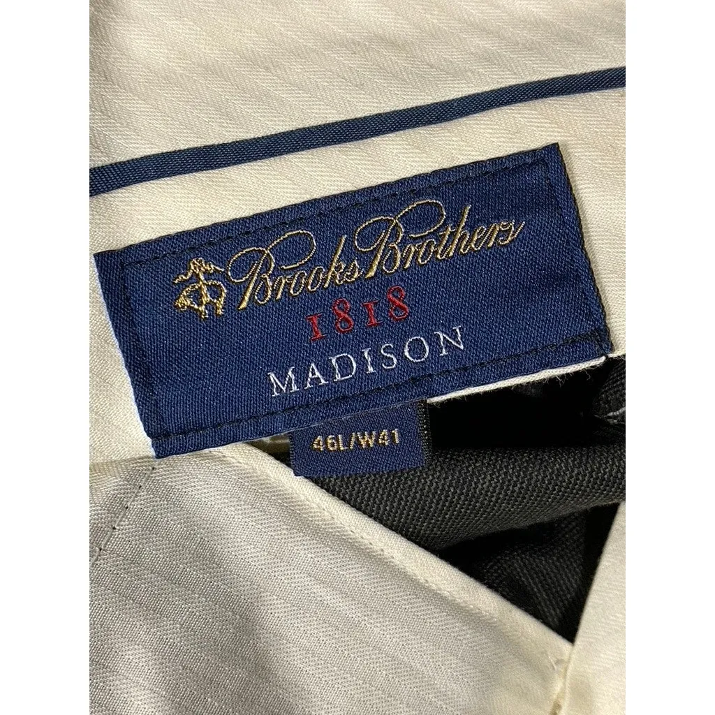 BROOKS BROTHERS 1818 Men's Charcoal Madison Traditional-Fit Wool Pant SZ 41x46