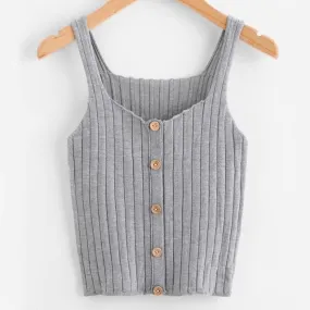 Button-Up Knitted Cami Top