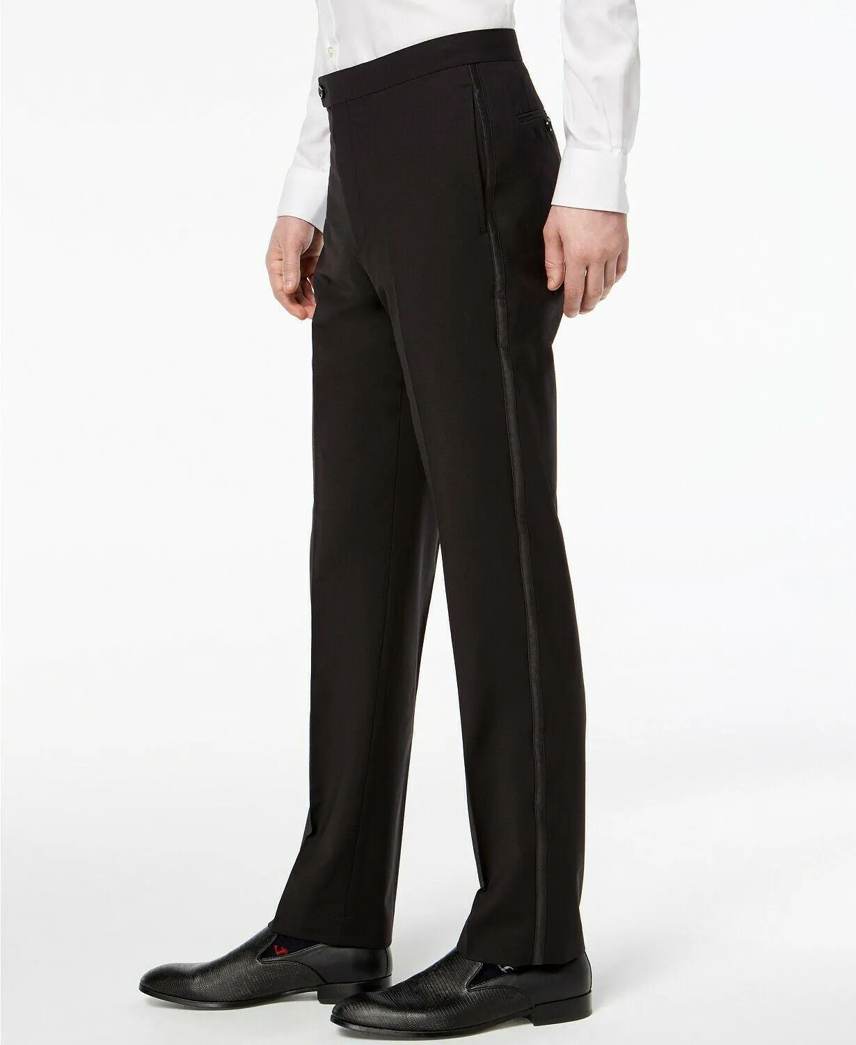 Calvin Klein Mens Slim fit Tuxedo Dress Pants 36 / 30 Black Solid Stretch