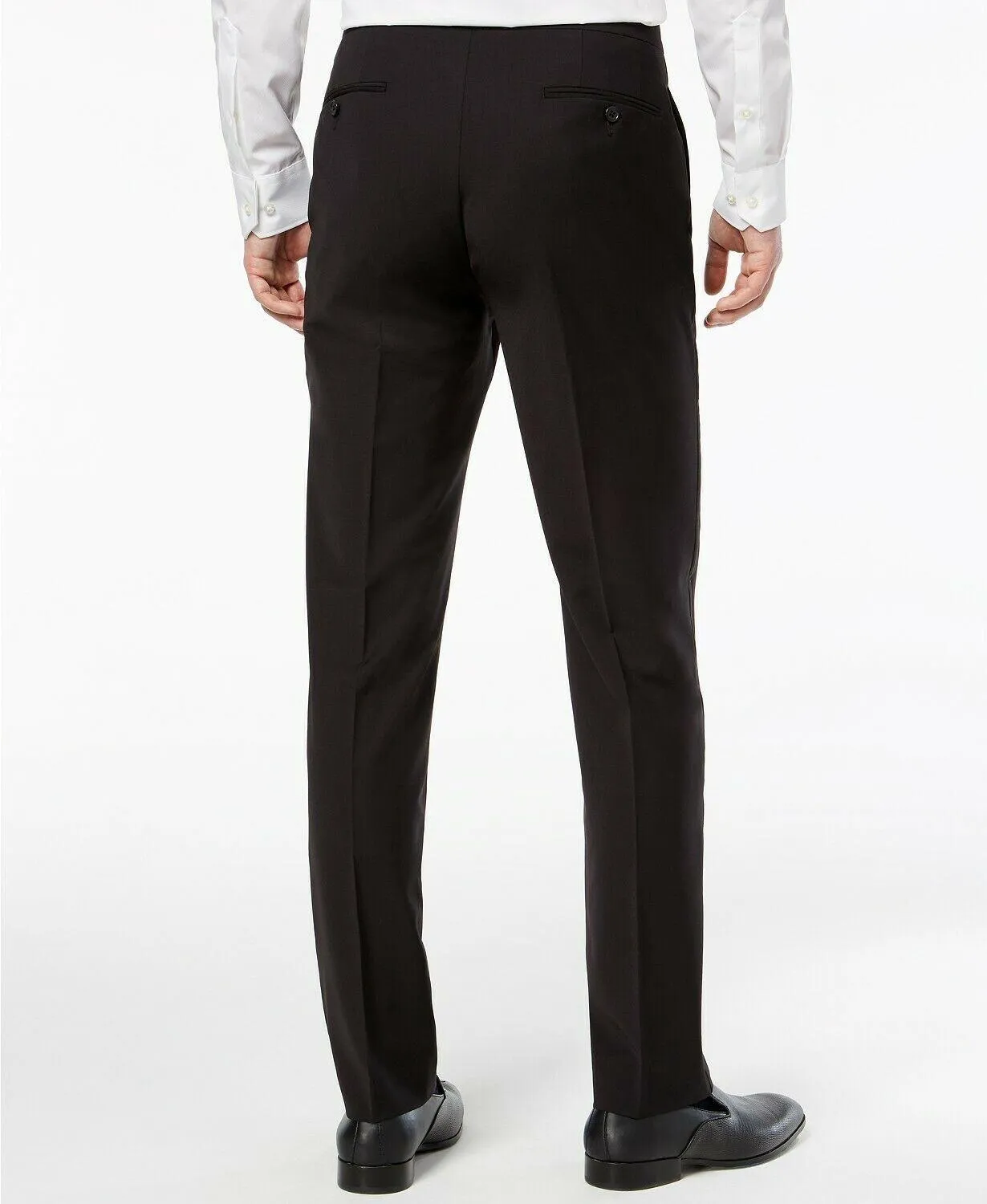 Calvin Klein Mens Slim fit Tuxedo Dress Pants 36 / 30 Black Solid Stretch