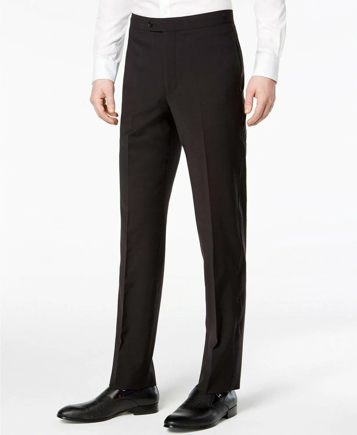 Calvin Klein Mens Slim fit Tuxedo Dress Pants 36 / 30 Black Solid Stretch