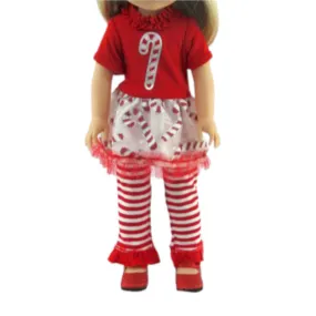Candy Cane Christmas Outfit for 14 1/2-inch dolls