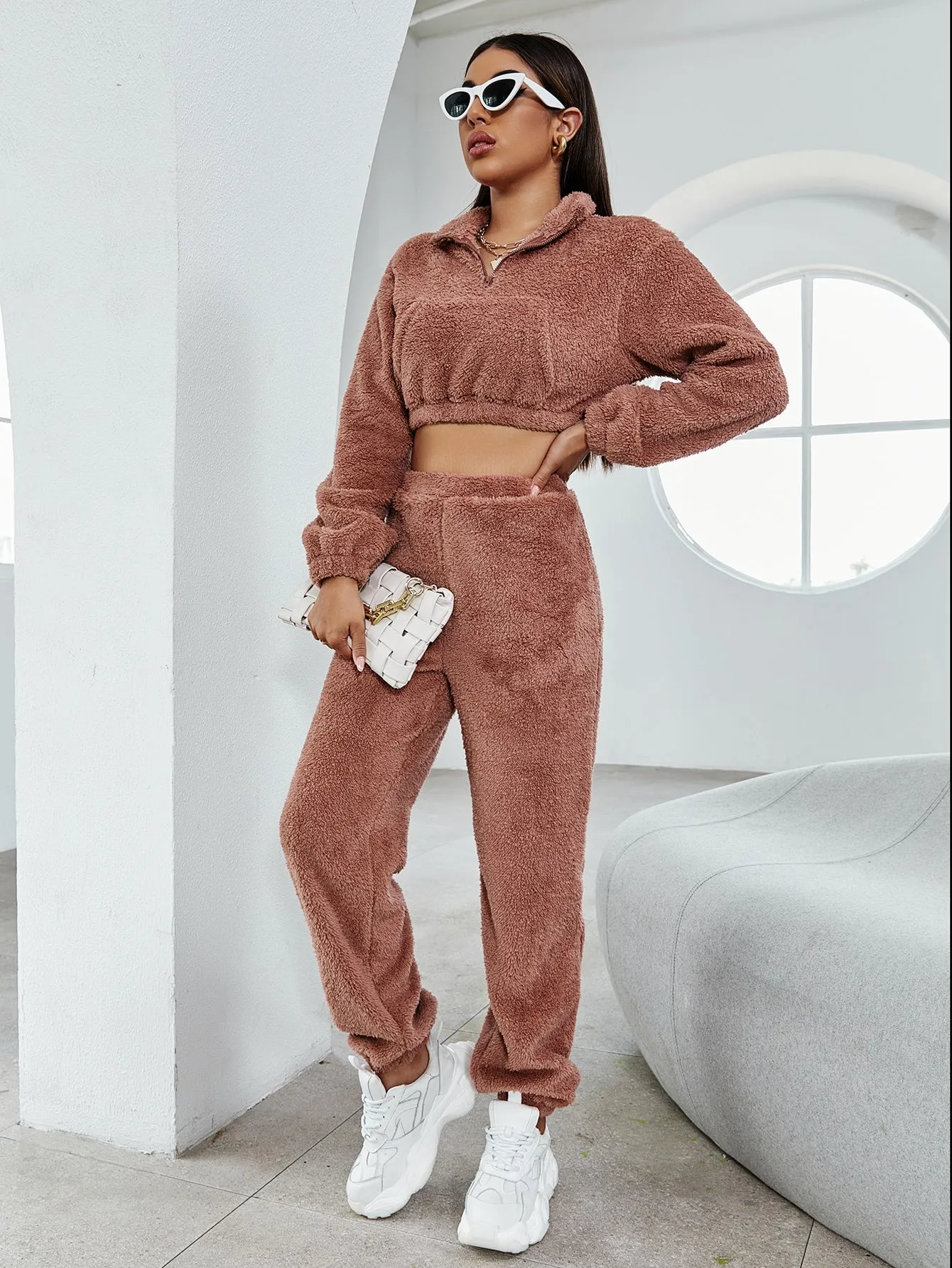 Casual Plain Natural Long Women Pants