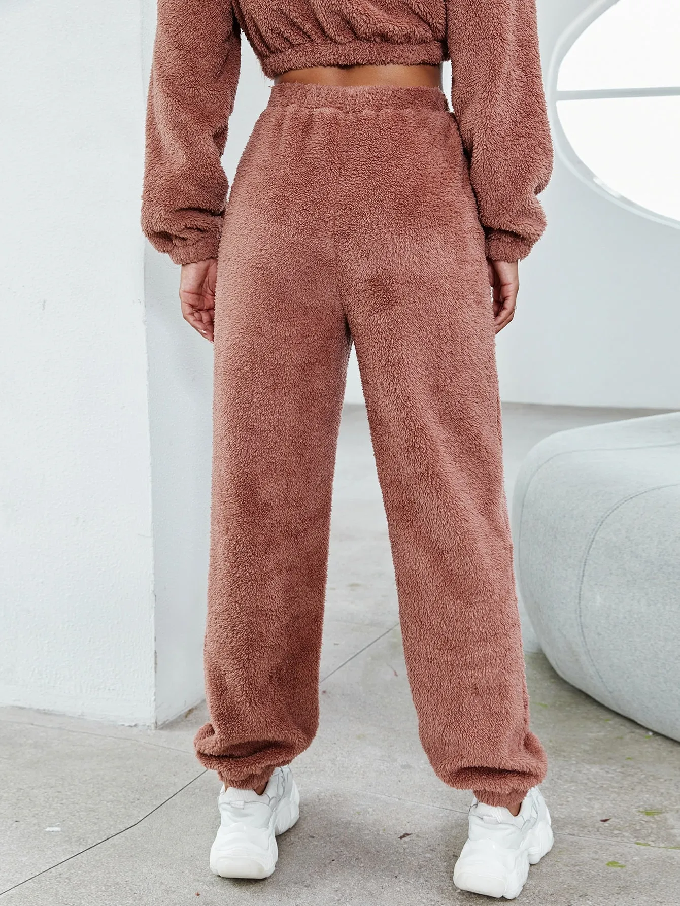 Casual Plain Natural Long Women Pants
