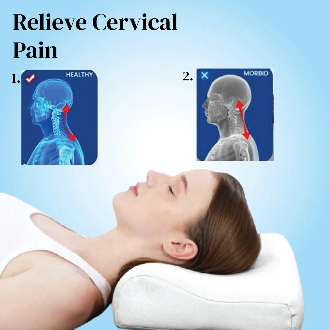 Cervical Pain Relief Products Combo : Cervical Pillow with Cervical Collar