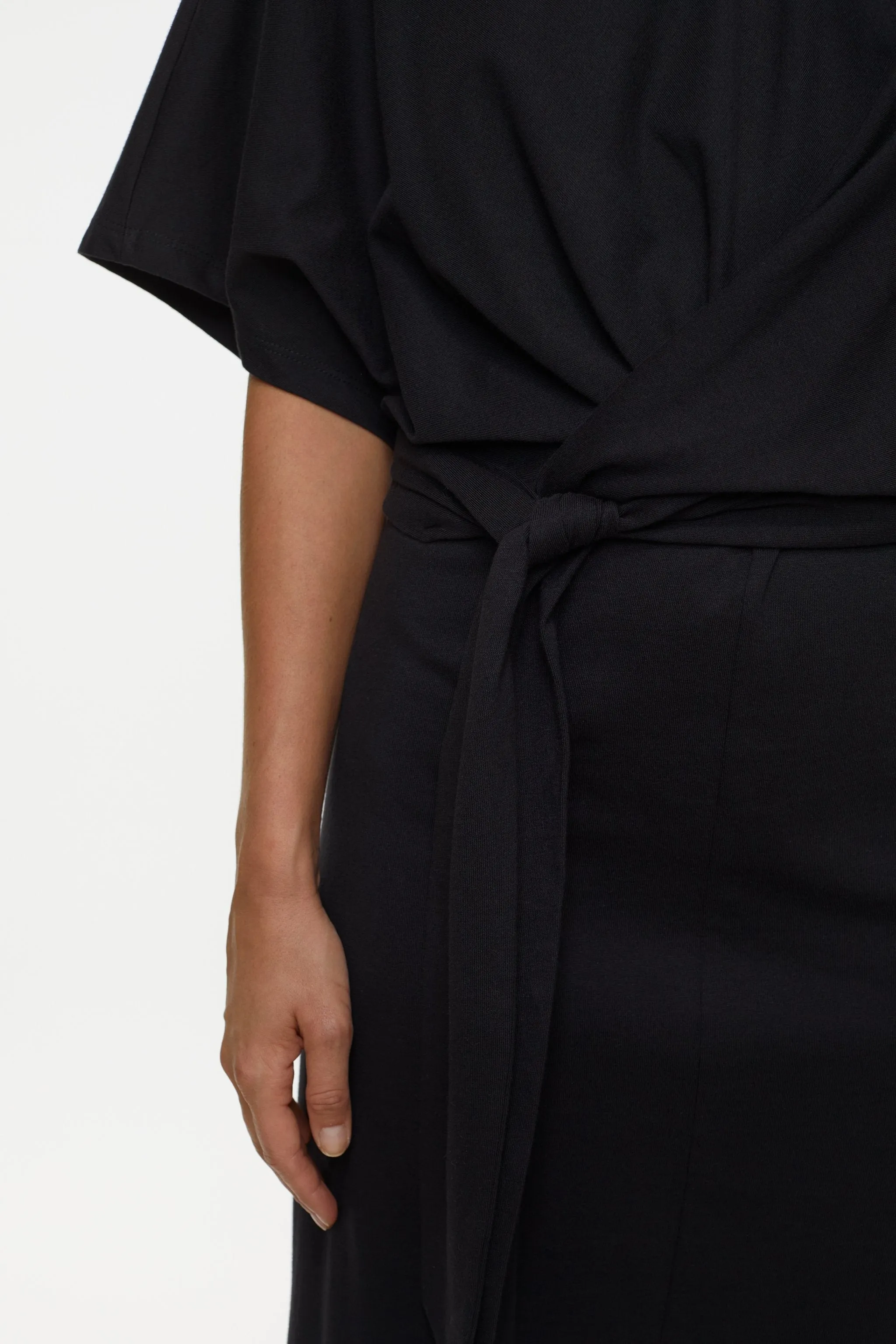 CLOSED WOMENS JERSEY WRAP DRESS - BLACK