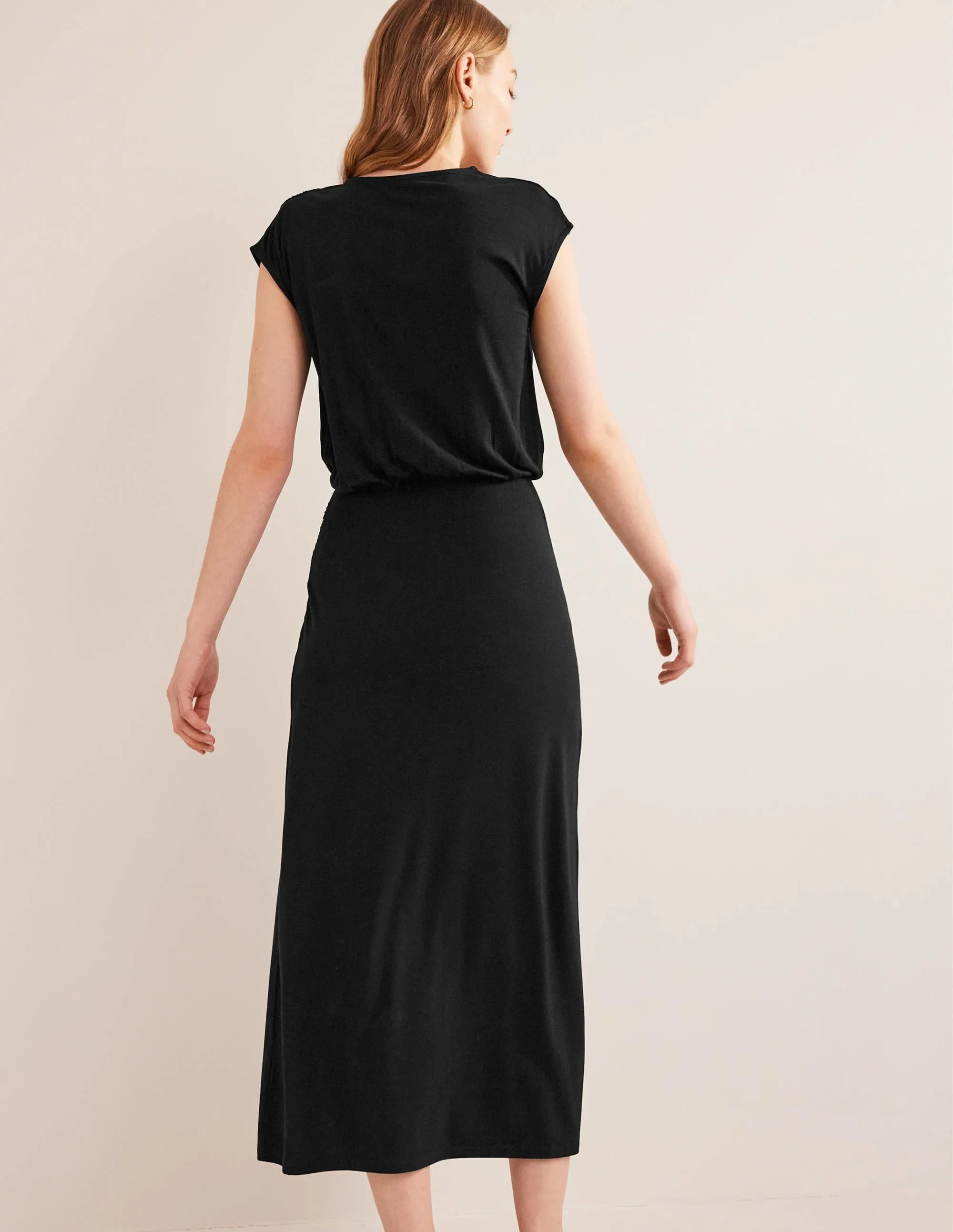 Column Jersey Maxi Dress-Black