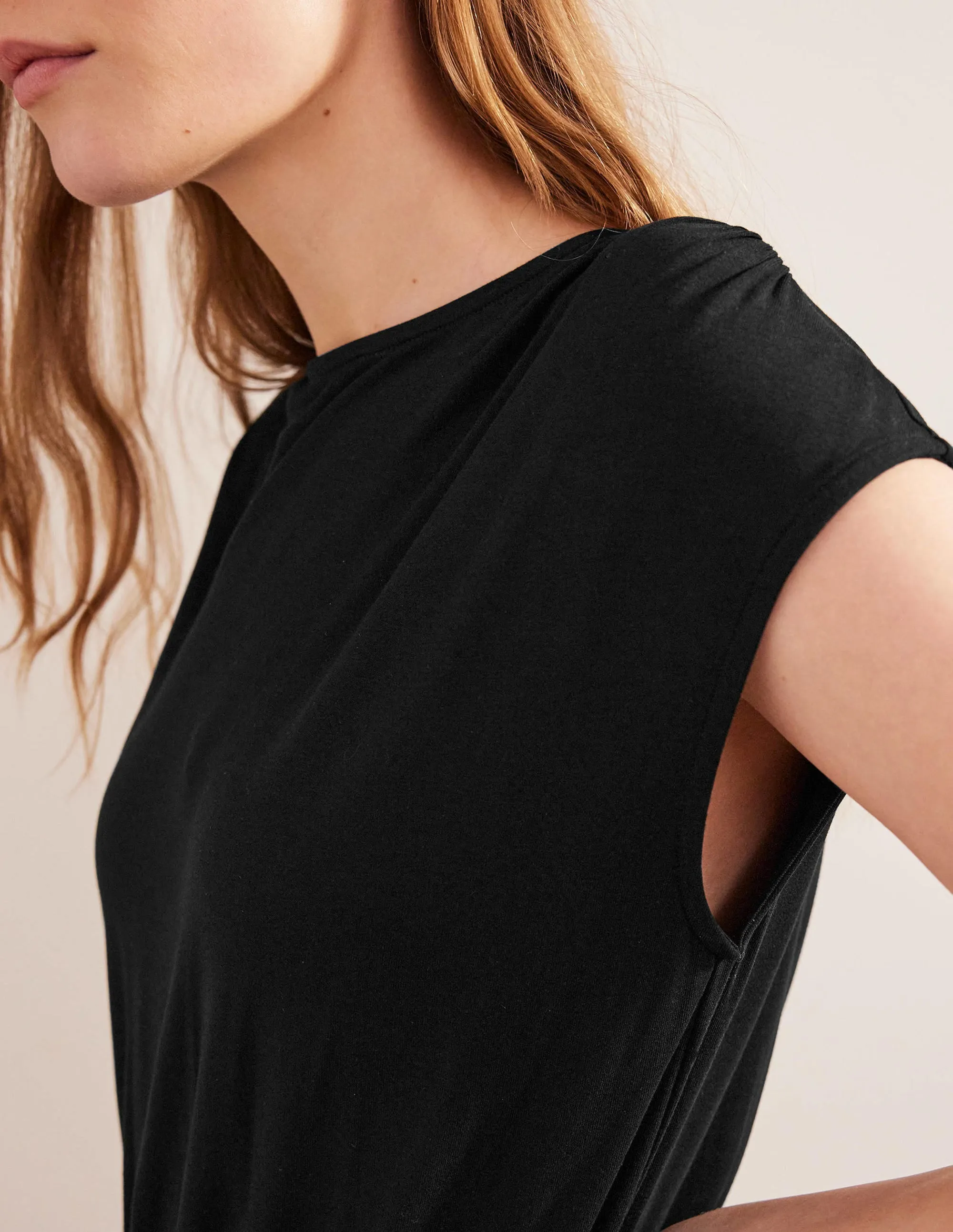 Column Jersey Maxi Dress-Black