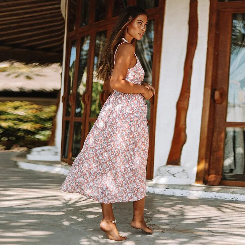 Crimson Wrap-Around Summer Dress