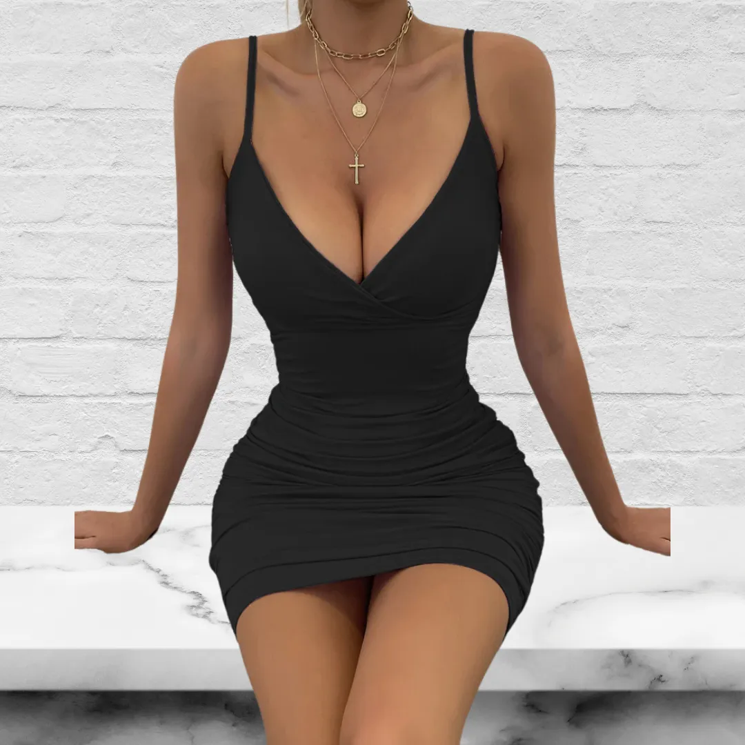 Deep V Neck Sleeveless Mini Bodycon Dress