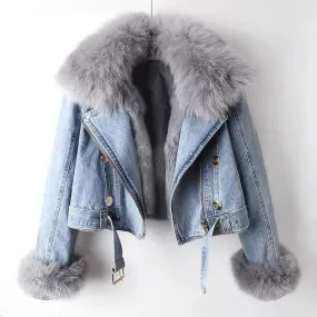 DESTINY | Denim Faux Fur Lined Jacket
