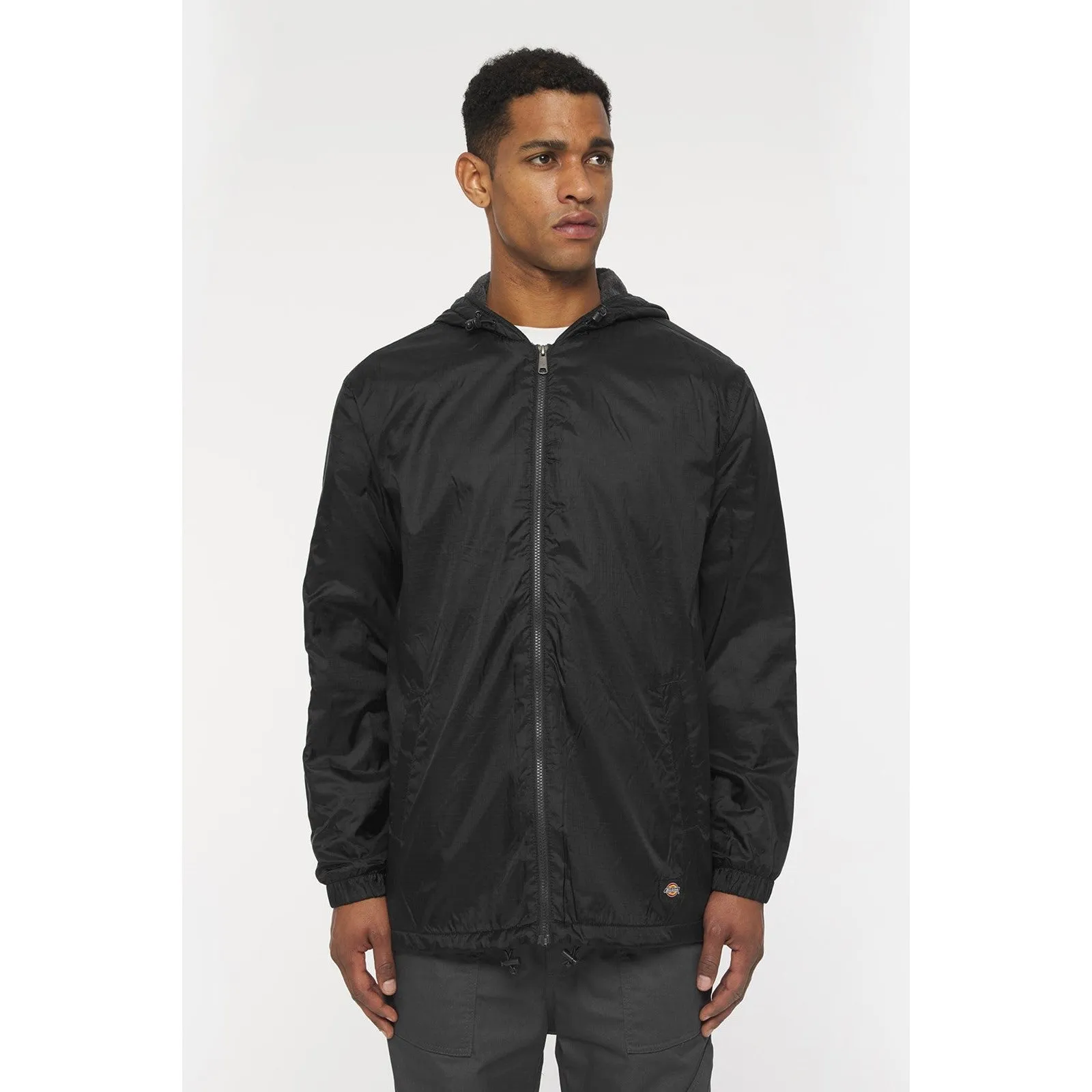 Dickies Mens Fleece Lined Nylon Hooded Jacket - Black