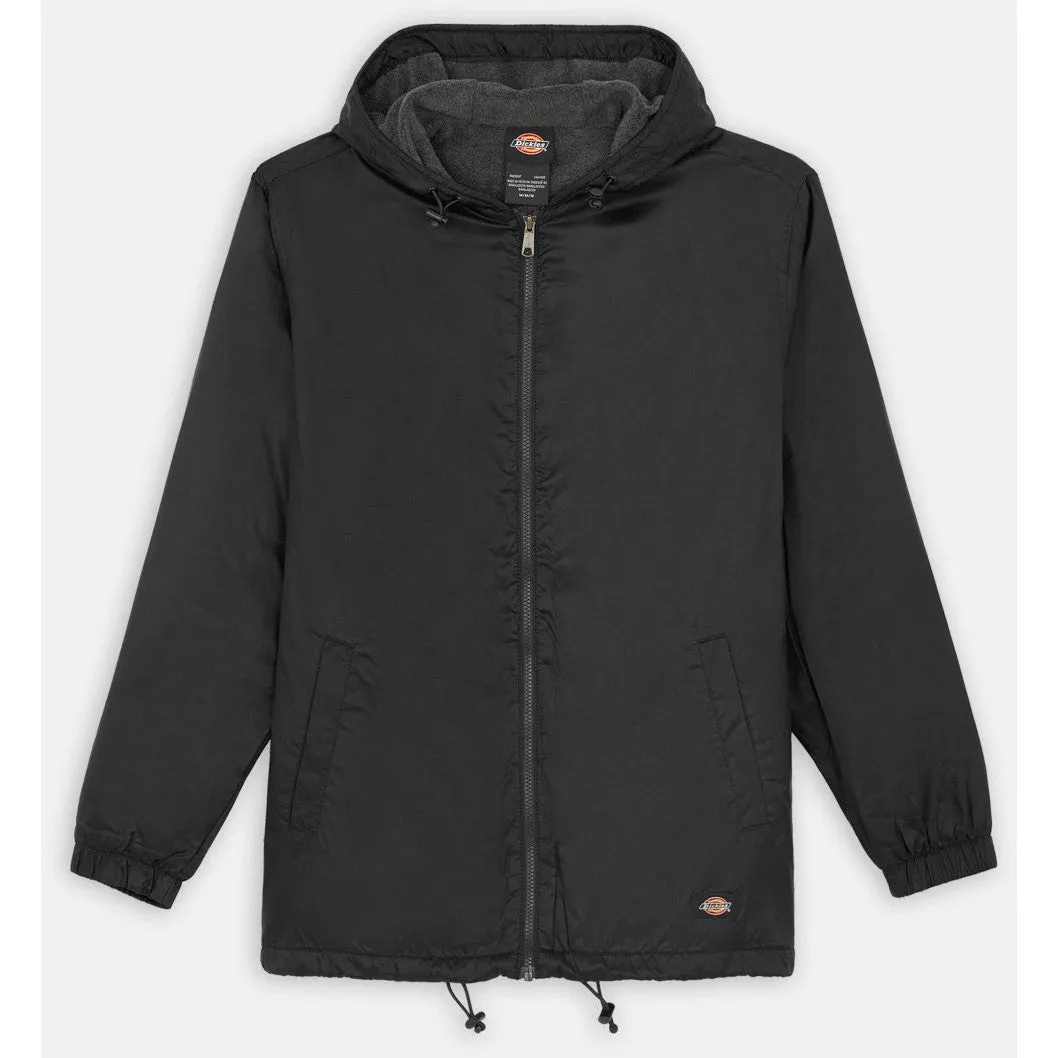 Dickies Mens Fleece Lined Nylon Hooded Jacket - Black