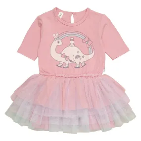 Dino Rainbow Layered Ballet Dress