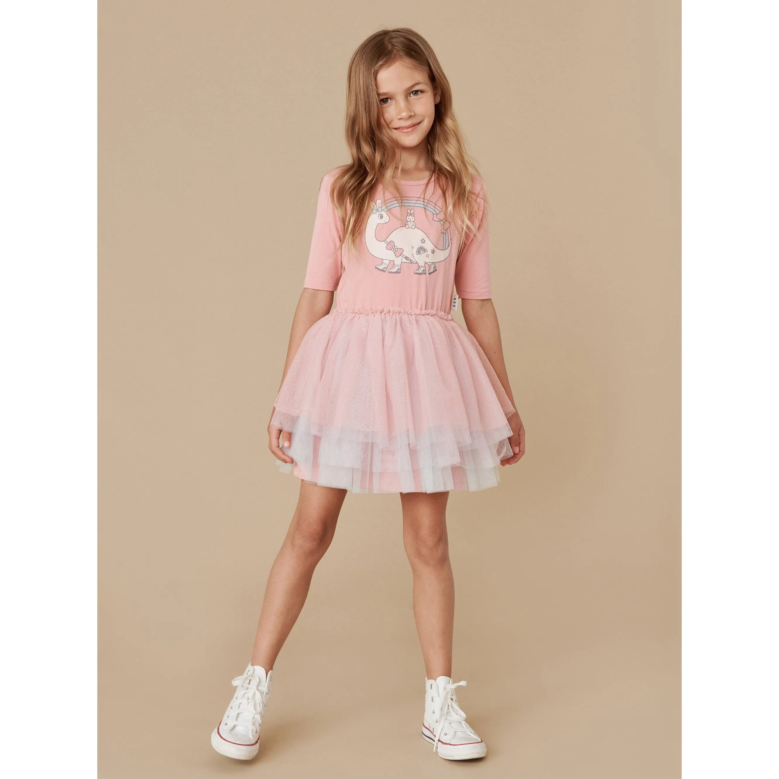 Dino Rainbow Layered Ballet Dress