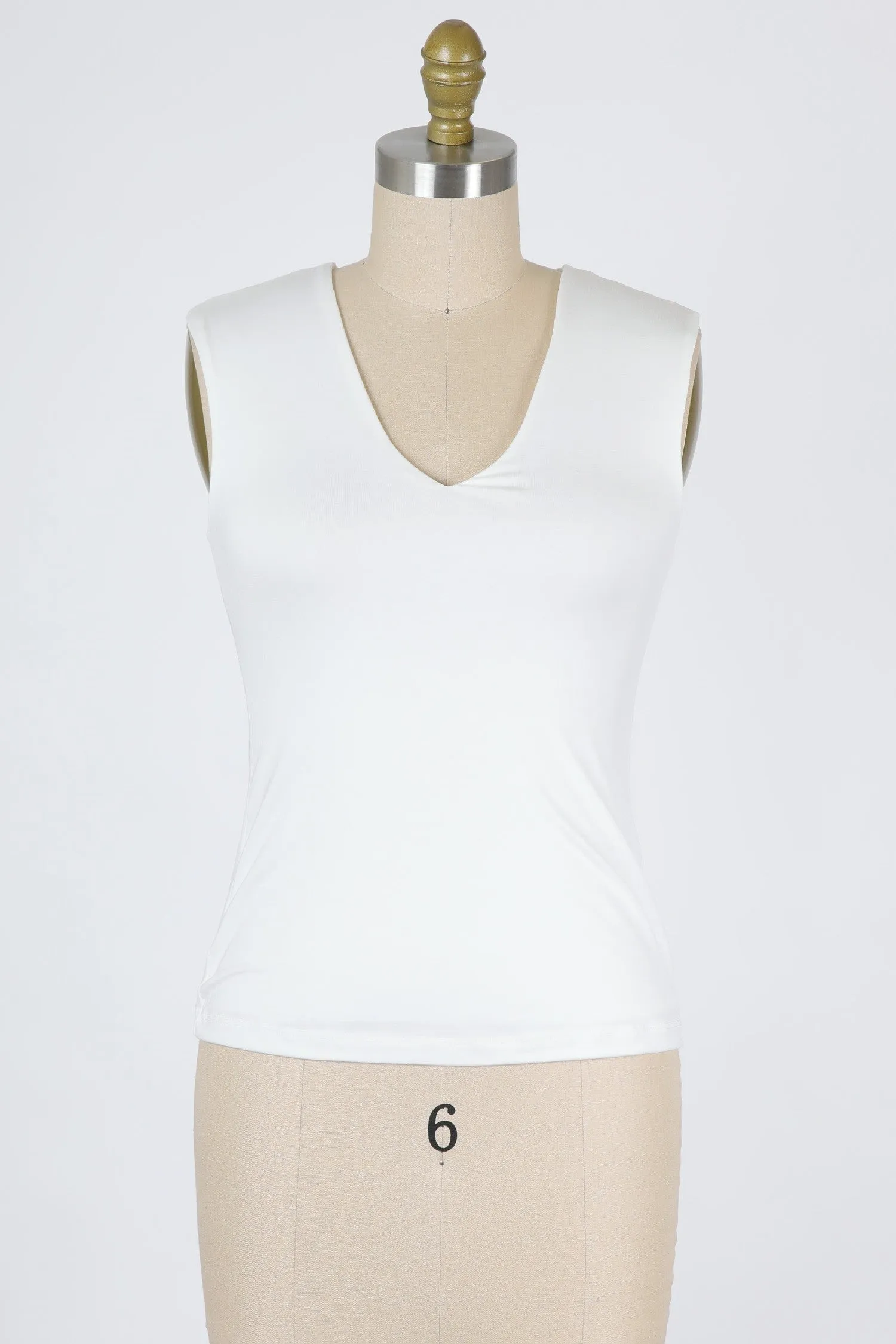DOUBLE LAYER V-NECK TANK TOP - IVORY