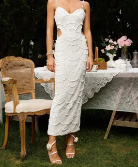 DYVIA Pearls Maxi Bodycon Dress