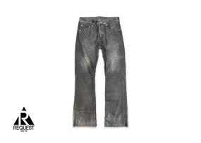 Enfants Riches Déprimes Distressed Leather Flared Pants "Faded Black"