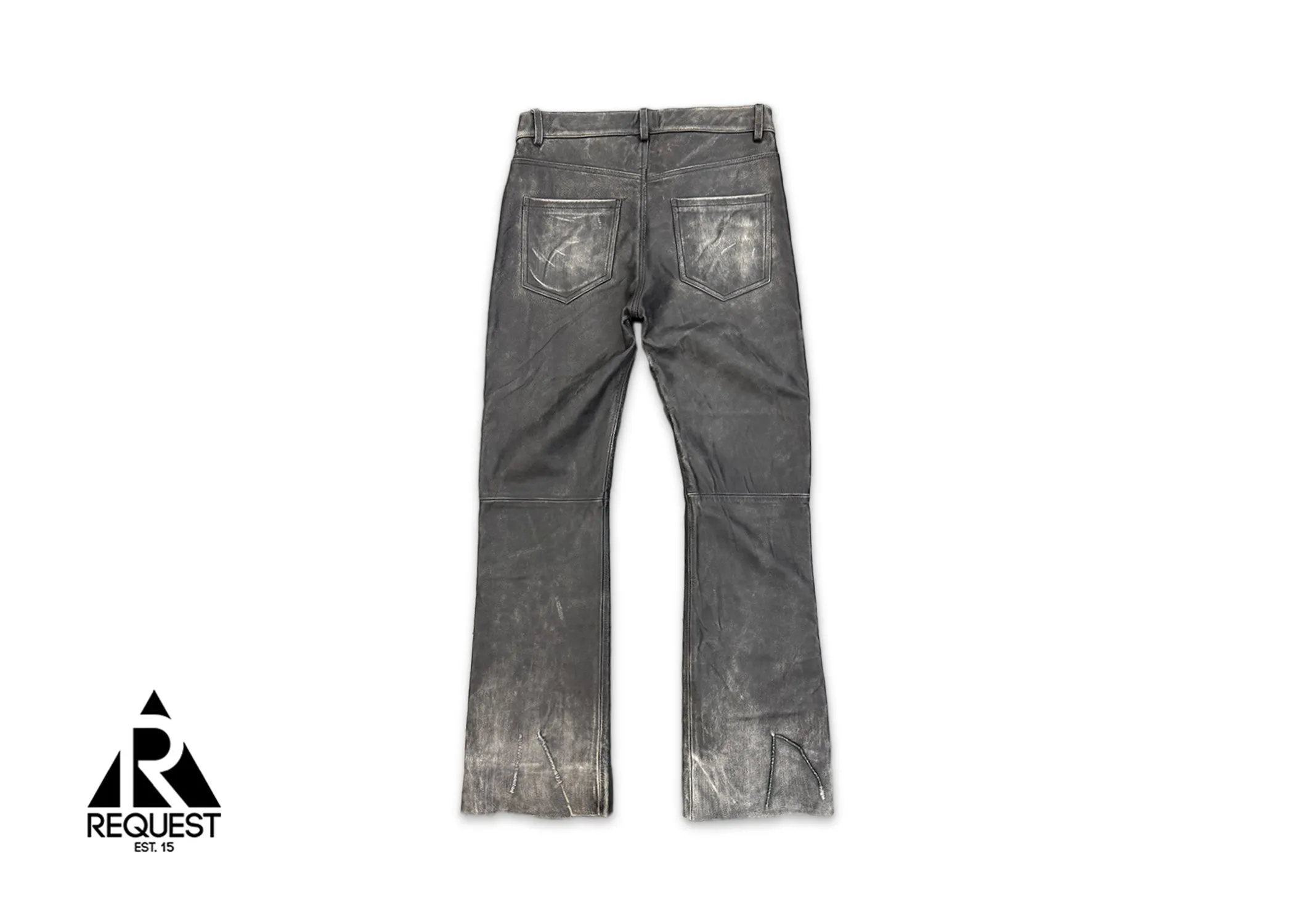 Enfants Riches Déprimes Distressed Leather Flared Pants "Faded Black"