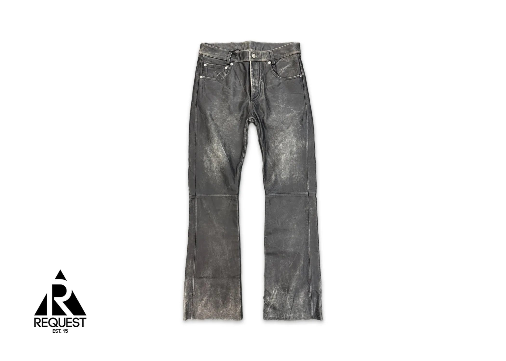 Enfants Riches Déprimes Distressed Leather Flared Pants "Faded Black"
