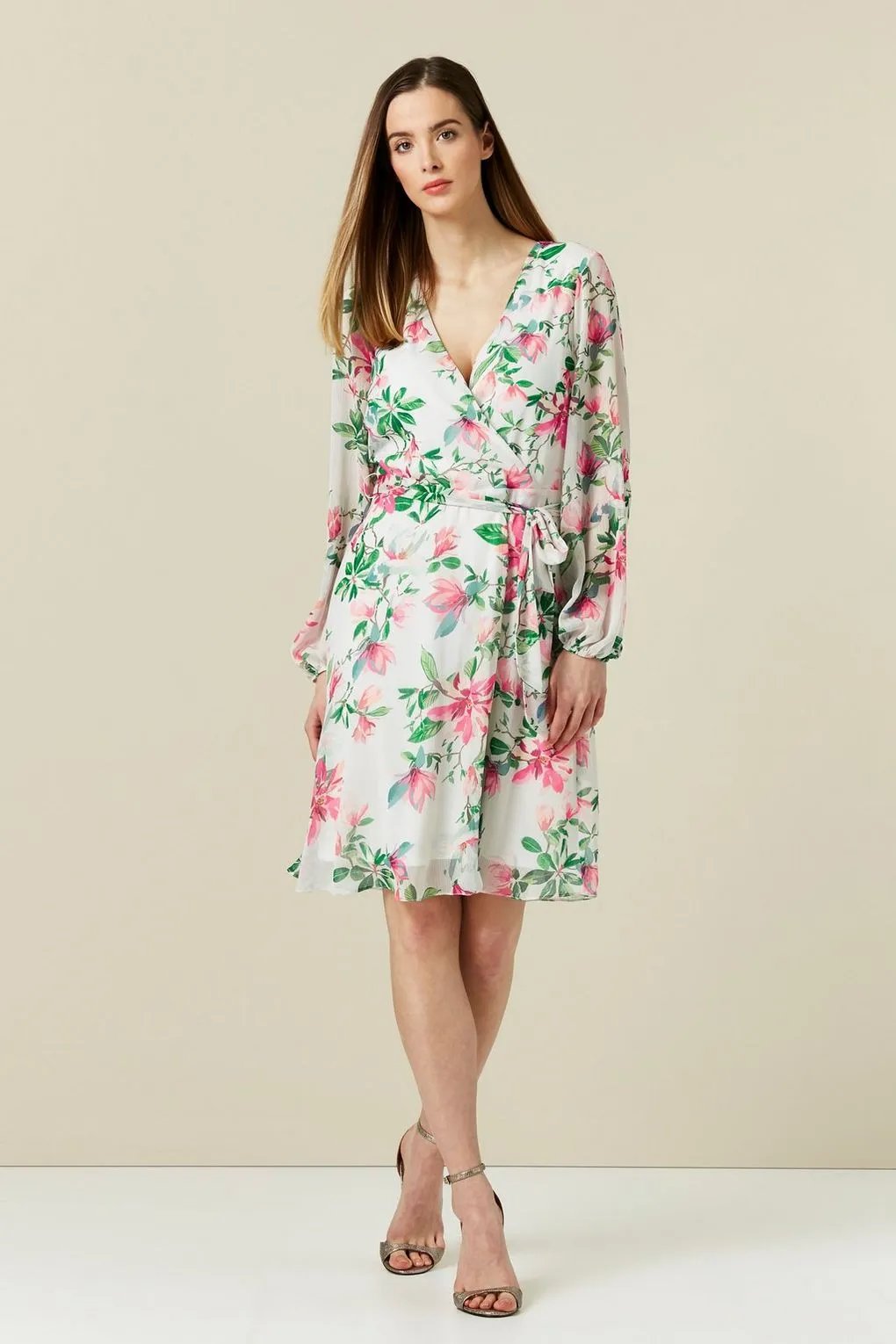 Ex Wallis White Floral Print Tie Front Dress