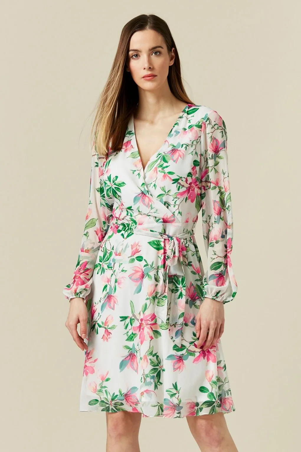 Ex Wallis White Floral Print Tie Front Dress
