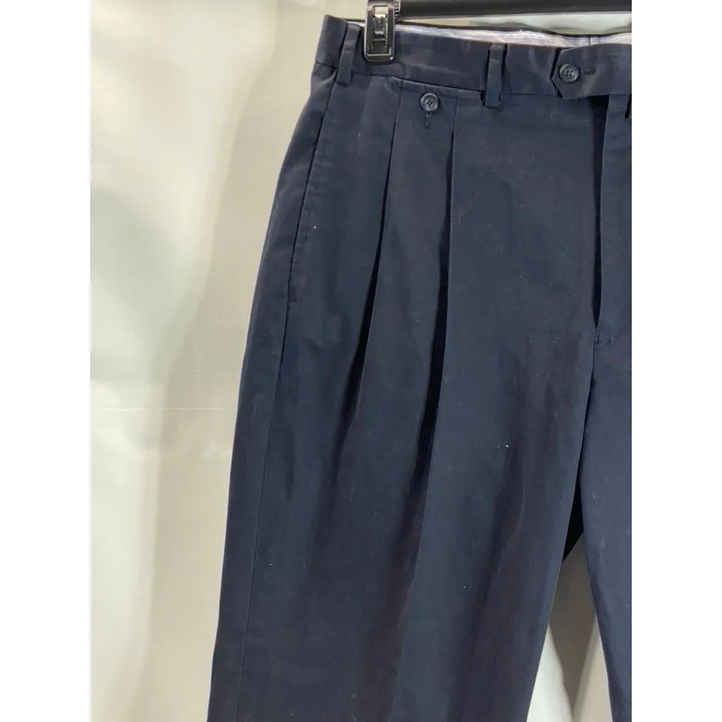 FACONNABLE Men's Solid Black Cotton Pleated Cuffed Dress Pants SZ 38R