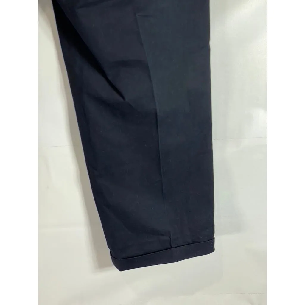 FACONNABLE Men's Solid Black Cotton Pleated Cuffed Dress Pants SZ 38R