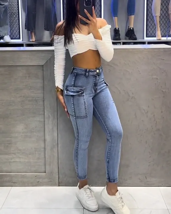 Figurbetonte High-Waist Skinny-Jeans