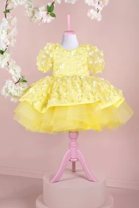 Fiona Yellow Party Dress - Layered