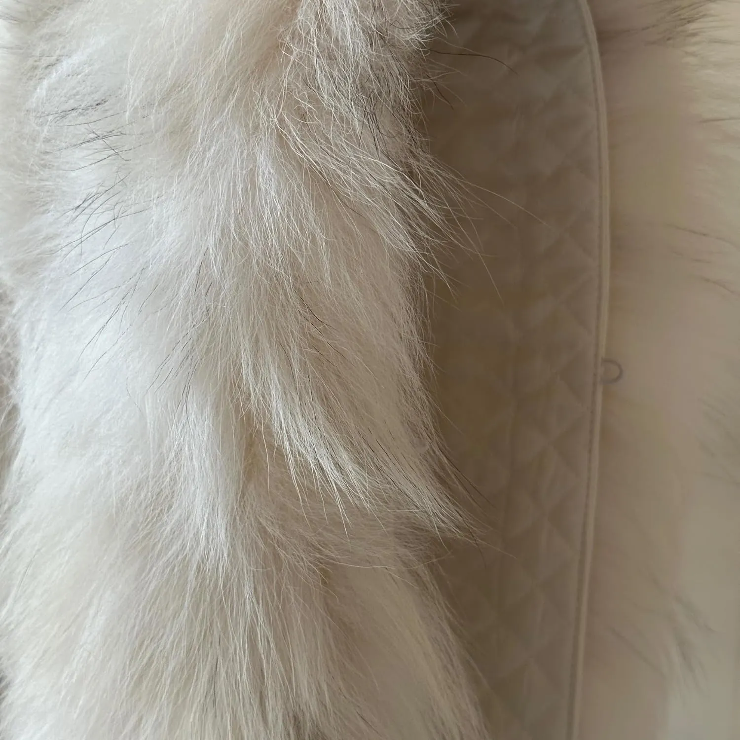 Fluffy Collar Off White Fur Fox for winter coat parka hood 75 cm Mens and Womens