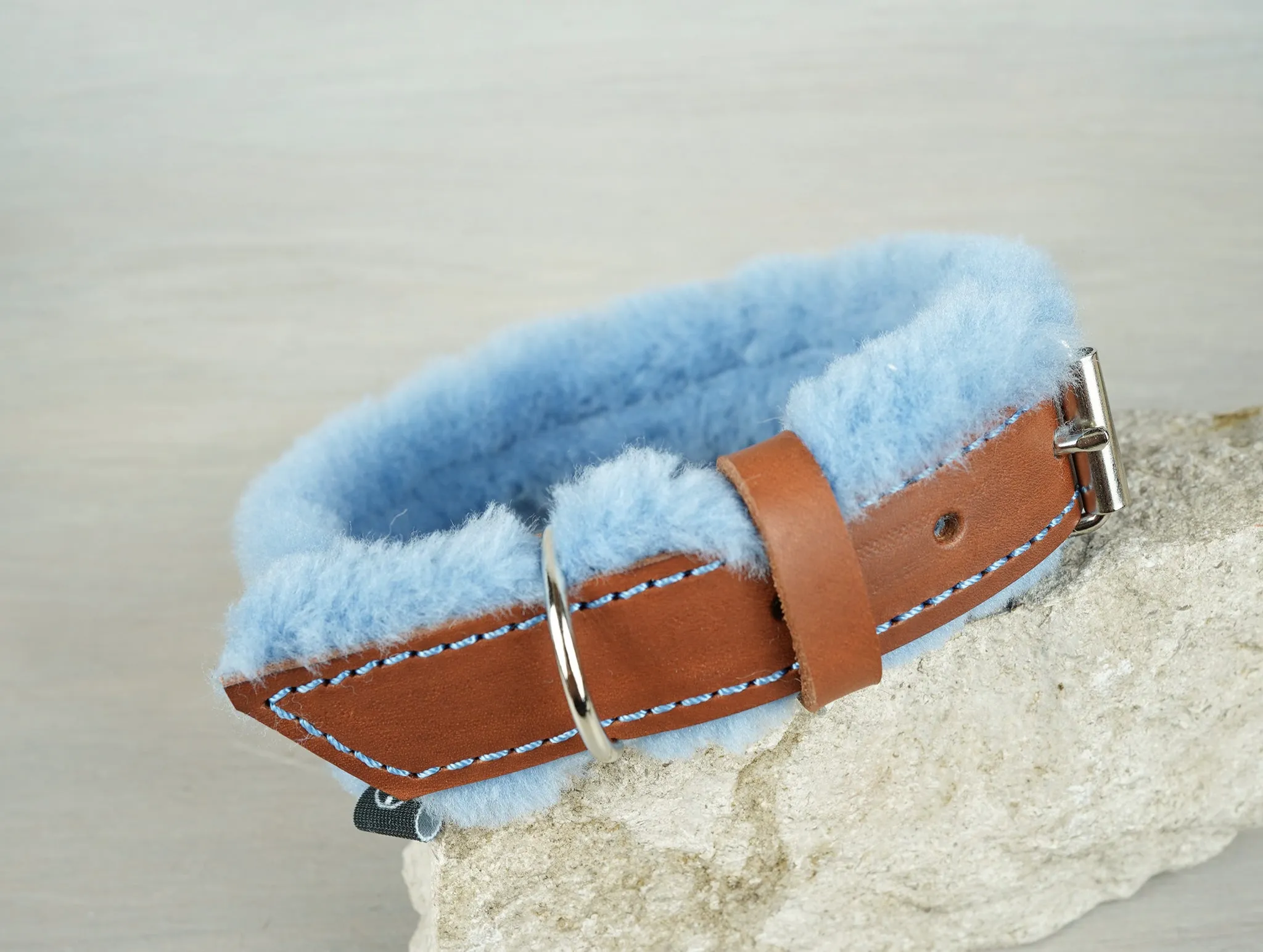 Fully Customizable Leather Dog Collar with Extra Fluffy Sheepskin