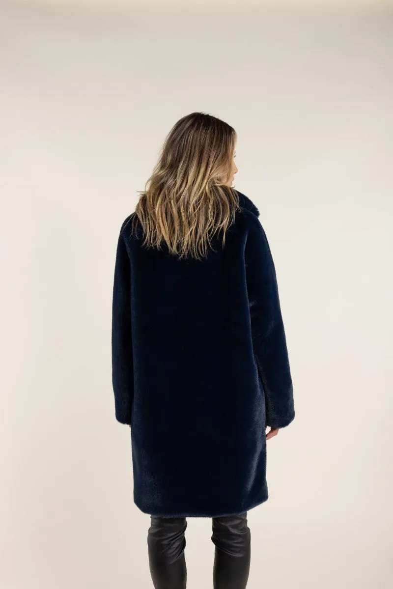 Fur Coat With Collar in Navy 2781 by Two-T's