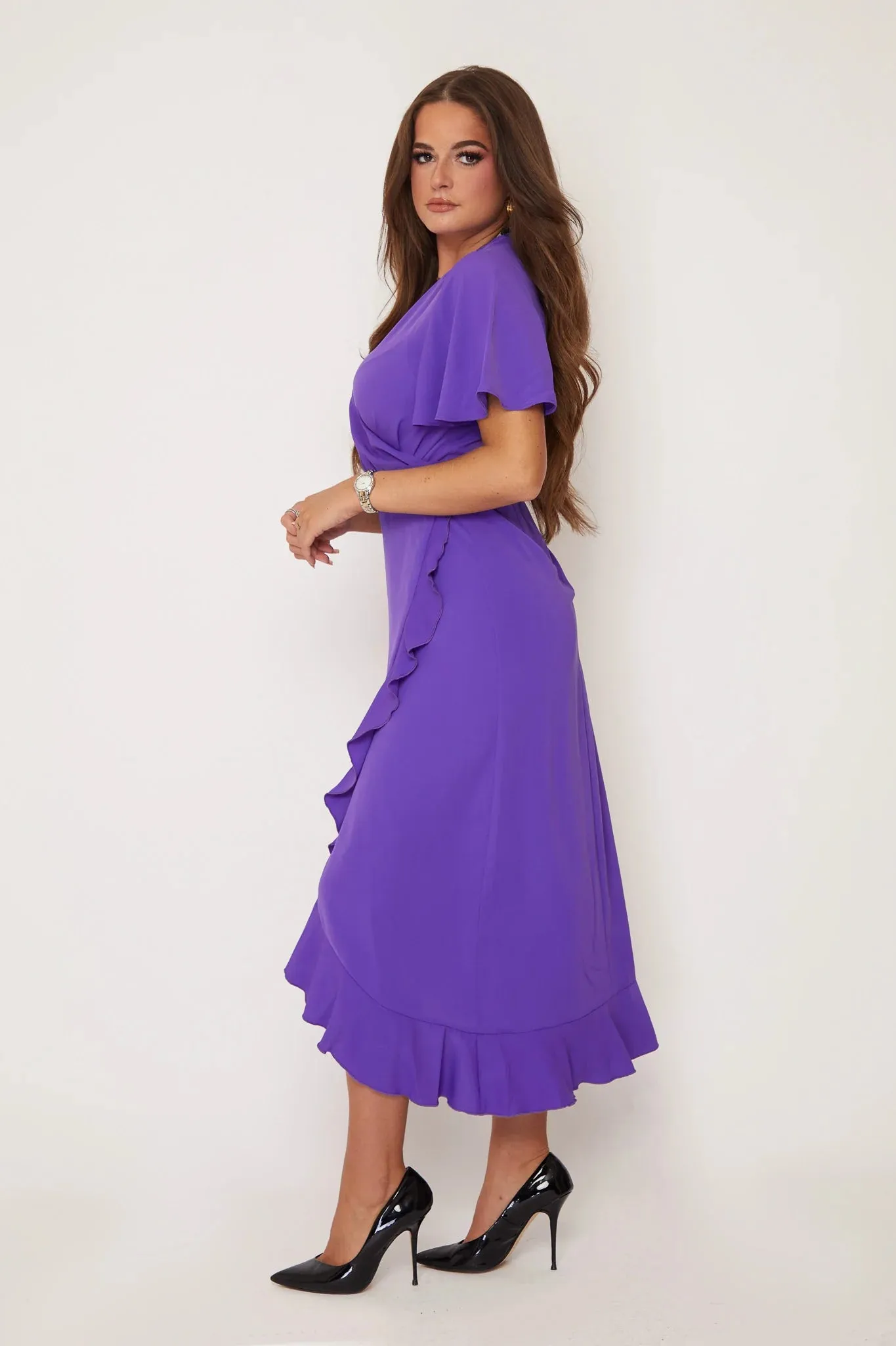 Girl in Mind Quinn Violet Wrap Detail Midi Dress
