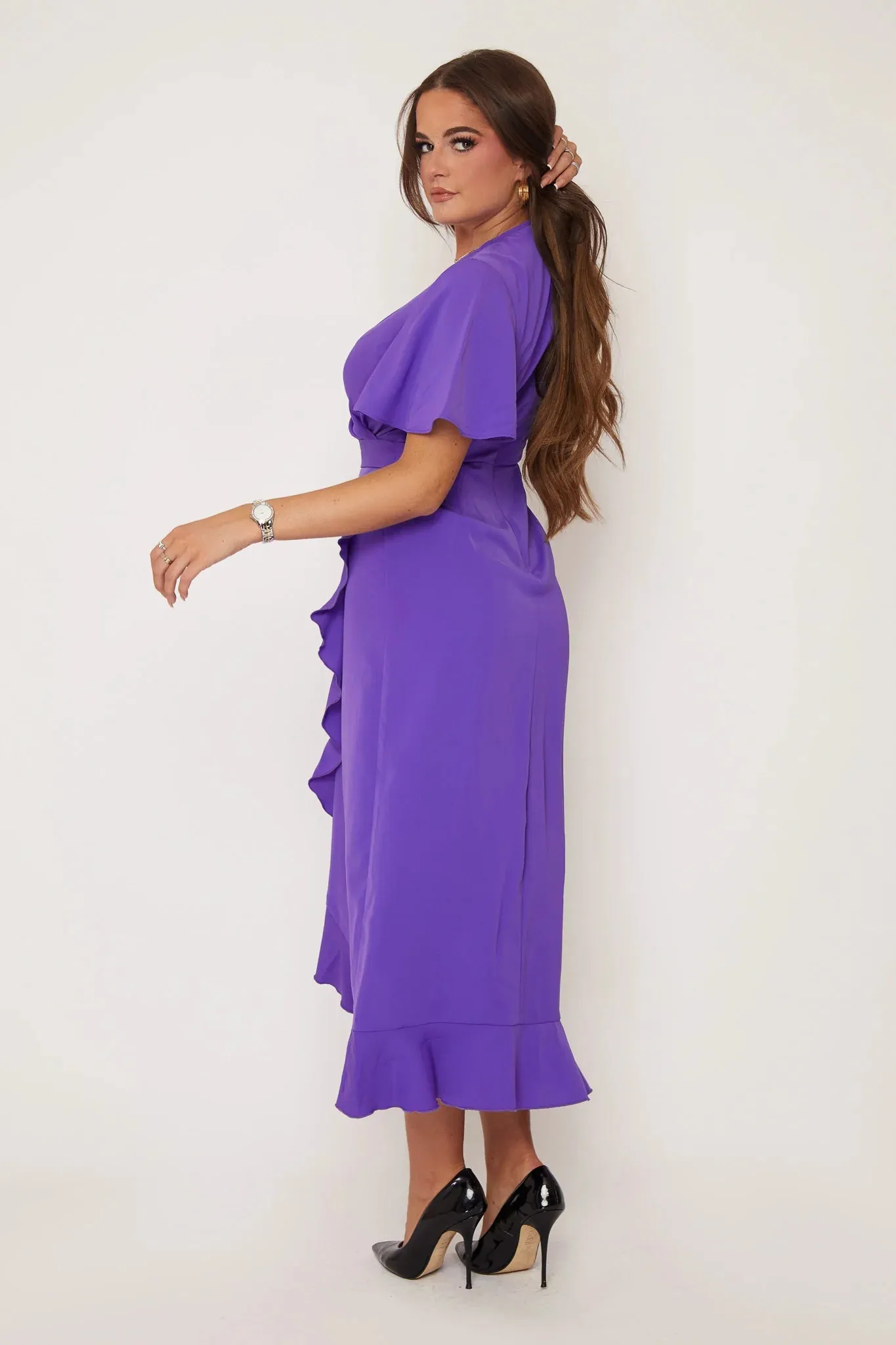 Girl in Mind Quinn Violet Wrap Detail Midi Dress