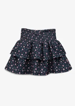 Girl's Navy Print Flowers Skirt